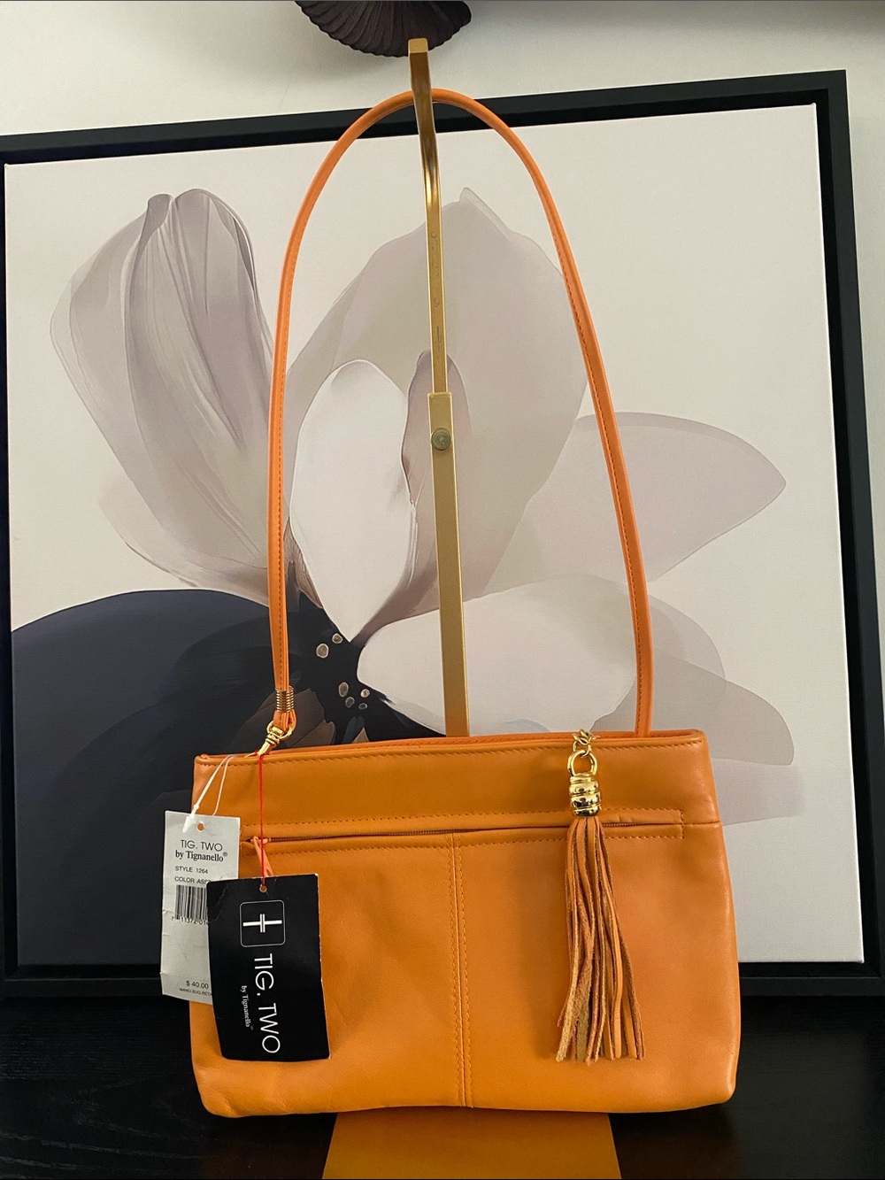 Vintage Y2K Tig. Two by Tignanello Orange Leather Crossbody Bag